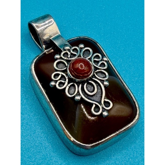 Sterling Silver Carnelian Agate Celtic Pendant - Picture 1 of 7